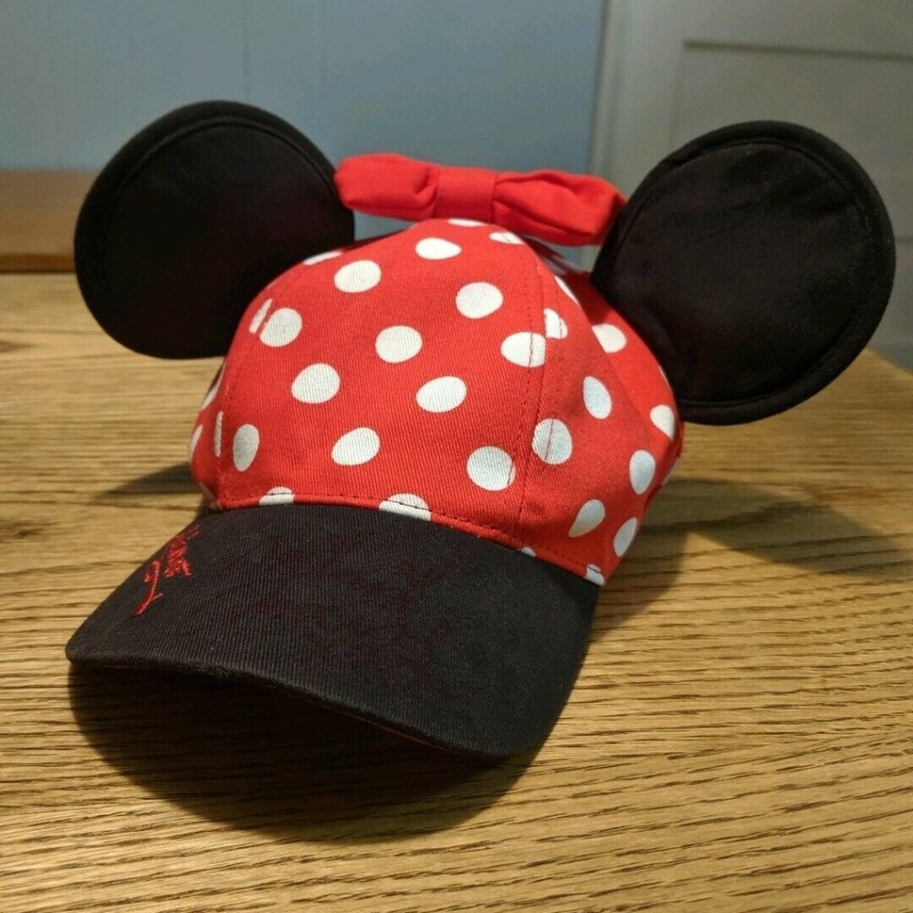 Minnie Mouse Ears Hat Baseball Cap Kids Disneyland Parks Youth Adjustable Red